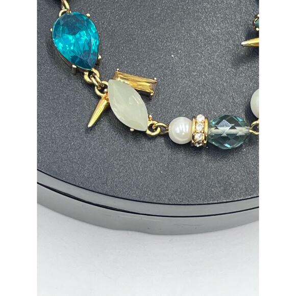 Erickson Beamon Rocks Blue Multicolor Rhinestone Faux Pearl Bracelet NWOT‎ - Picture 4 of 9